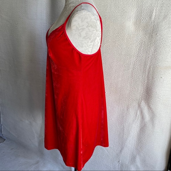 Vintage 90s M/L Velvet Babydoll Slip Dress Red - Picture 8 of 8